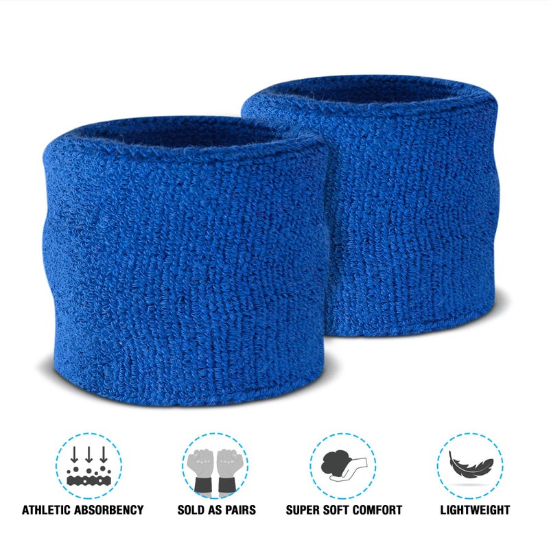 Suddora Wrist Sweatbands, Absorbent and Breathable Thick Cotton Bands for Working Out, Gymnastics, Basketball, Tennis, and Football, Multiuse Wristbands for Costumes and Cosplay, Blue - Image 4